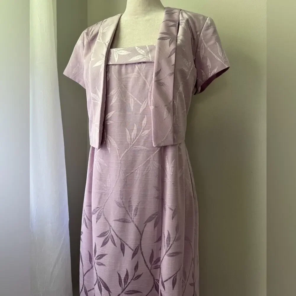 Vintage ‘90s J.R. Nites by Caliendo Lilac Short Sleeve Jacket + Maxi Dress Set